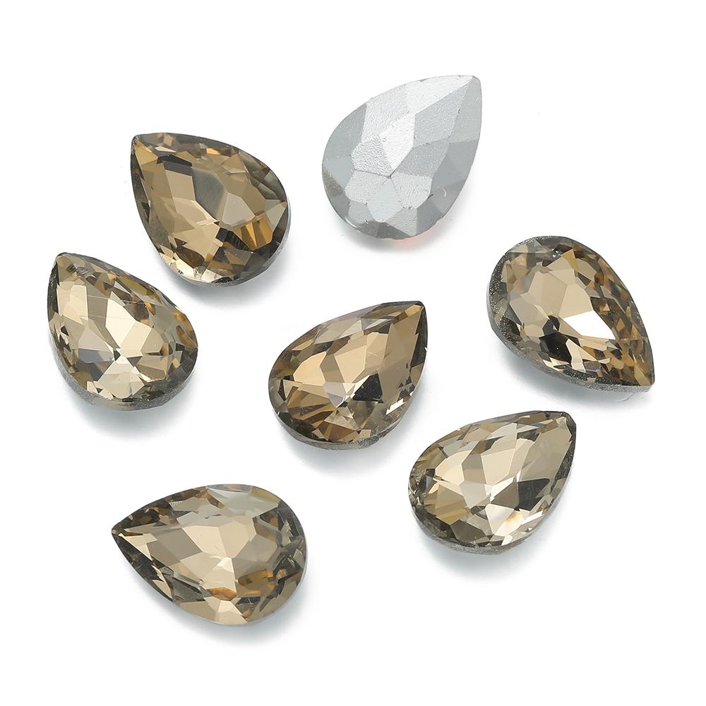 10 Stück/Los Tropfenförmige Glasperle Kristall Edelstein Spitze Rückseite Tropfenform Strasssteine Aufkleber Strassstein Für DIY Schmuckzubehör