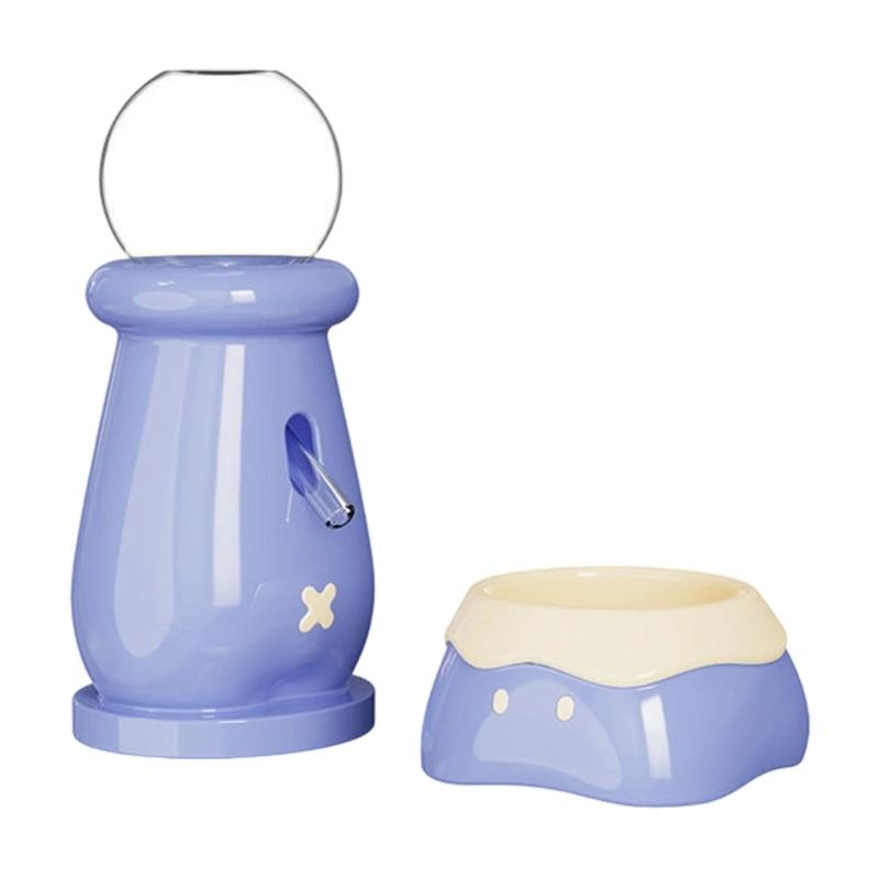 

Small Animal Feeding Bowl Set Ceramic Dish And Vacuum Water Dispenser For Hamsters Gerbils Cage Feeding Accessories синій
