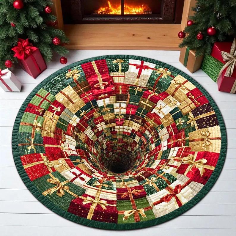 3D Halloween Vortex Terror Skull Circular Carpet Visual Illusion Suspense Carpet Bedroom Living Room Chair Anti Slip Mat Gift