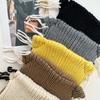 Cats Ear Knitted Hat Tassels Letter Decration Hat Foldable Fuzzy Winter Hat for Youthful Stylish Look