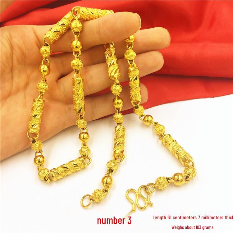 Men's Double Dragon Head Necklace: Non-fading Brass with Thick Gold Plating, Vietnamese Sand Gold Jewelry.