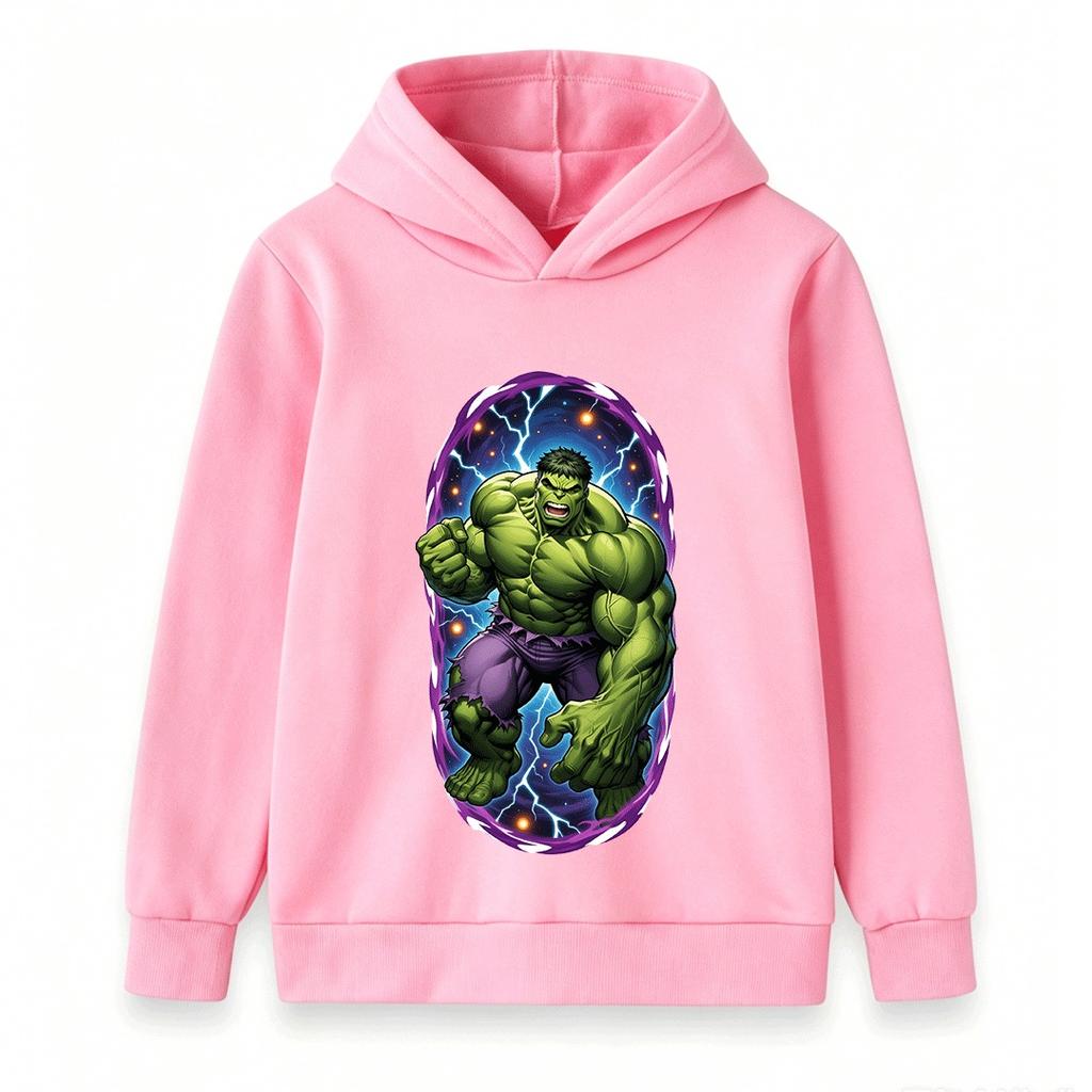 Kids Boys Girls Pullover Hoodie Super Green Hero Print Casual Soft Long Sleeve Hooded Sweatshirt for Children Daily Wear