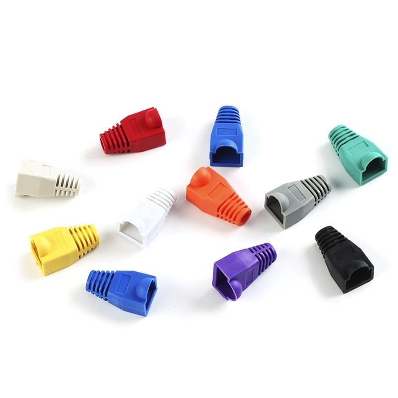 RJ-45 CAT6 CAT5e Adapter Cap Ethernet Network Cable Connector Plugs RJ45 Caps for Cat 5 CAT6 Protective Sleeve Multicolo