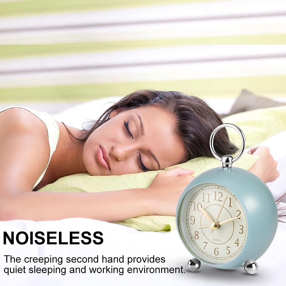 Retro Alarm Clock Non Ticking Silent Bedside Clock Simple Loud Desk Clock with Light  for Heavy Sleepers