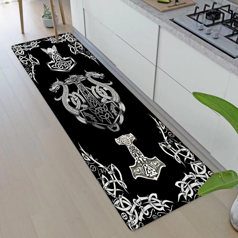 Entrance Front Doormat Symbol Valknut Nordic Valhalla Non-slip Kitchen Living Room Rug Balcony Bathroom Foot Floor Mat Carpet