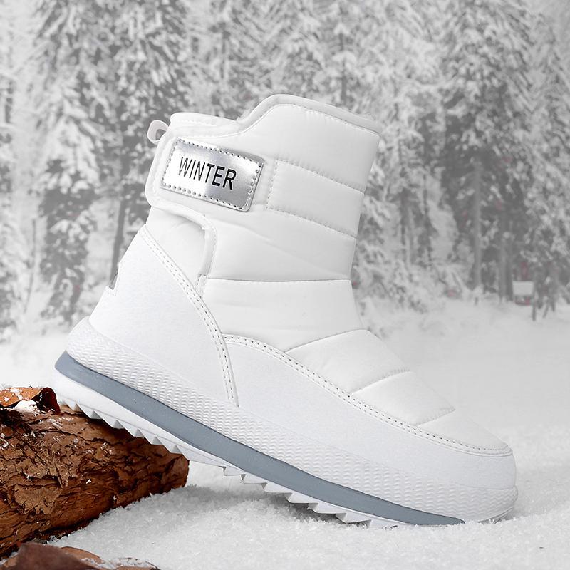 Winter Fleece Thickened Warm Men's Snow Boots Outdoor Couple Boots White