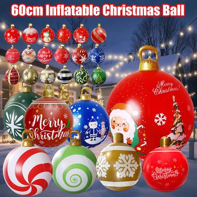 PVC Giant Inflatable Christmas Balls 60cm Big Large Christmas Balls Waterproof Christmas Ballons Christmas Outdoor Decorations