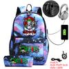 One Piece Zoro Print Anti Theft School Backpack Student Bookbag with Pen Case for Kids Teens