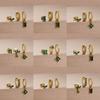 3PCS 12 Styles Green Cubic Zirconia Flower Pendant Earring Set For Women Stainless Steel Round U-Shape Hoop Earring Jewelry