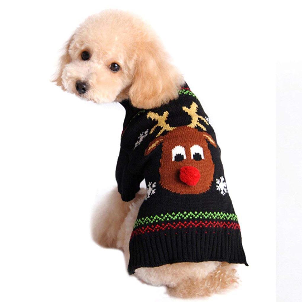 

Christmas Pets Sweater Turtleneck Winter Warm Cartoon Jumpers Adorable Knitted Clothes S/M/L