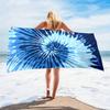 Blue Tie-Dye Microfiber Beach Towel Sandproof Waterproof 2D Flat Printed Summer Vacation Bath Blanket Pool Mat For Adults