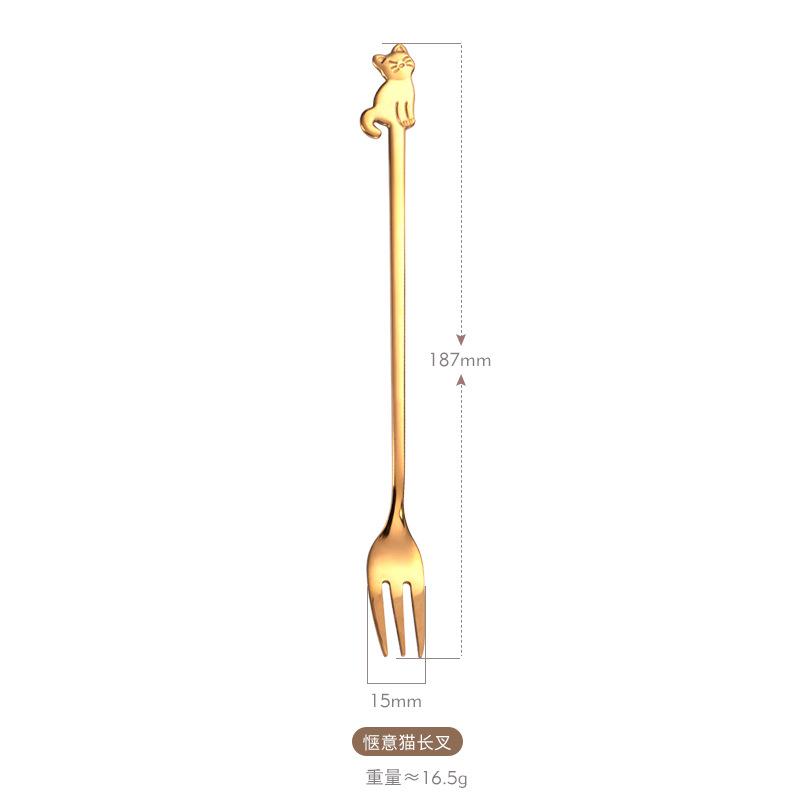Creative Stainless Steel Tableware Cute Cat Dessert Spoon Fork Coffee Stirring Spoon Fruit Fork Mug Spoon Fork
