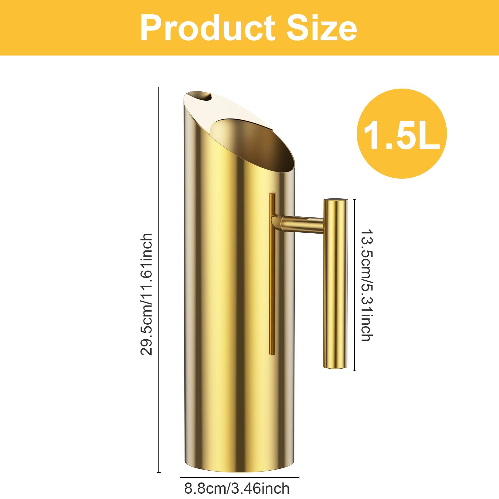 

Multifunctional Coffee Jug 1.5/2L Stainless Steel Water Jug Large Capacity Straight Cold Kettle Splash Proof Black/gold Pitcher