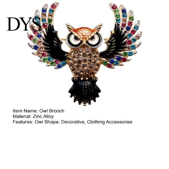 Animal Brooch Accessory Colorful Rhinestone Owl Pin, Bird Shape Lapel Pin for Suit Dress Scarf Hat Bag Decoration, Clothing Gift Men Women Jewelry