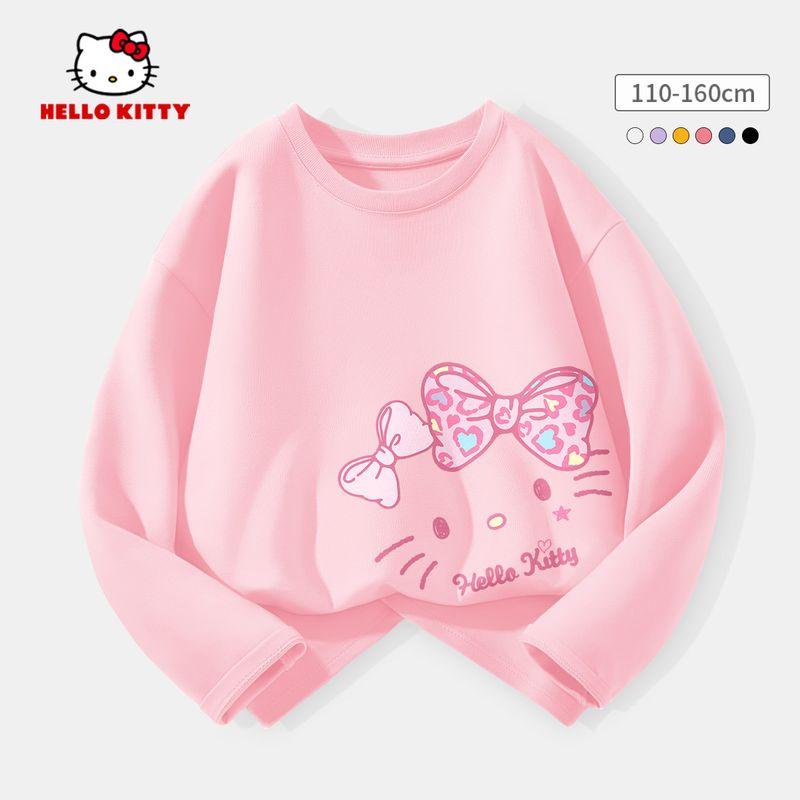 Hello Kitty Girls' Base Layer Shirt Spring 2026 New White Children's Base Layer Shirt Pure Cotton Girls' Top