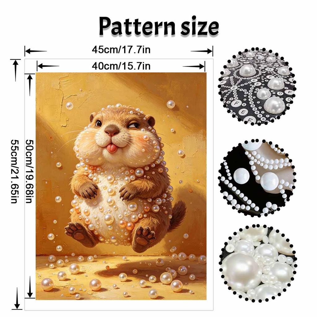 Funny Groundhog with Pearls Framed Pearl Painting Kit DIY 3D Sparkling Bead Canvas Art Relaxing Handmade Craft Gift for Women Aesthetic Decor
