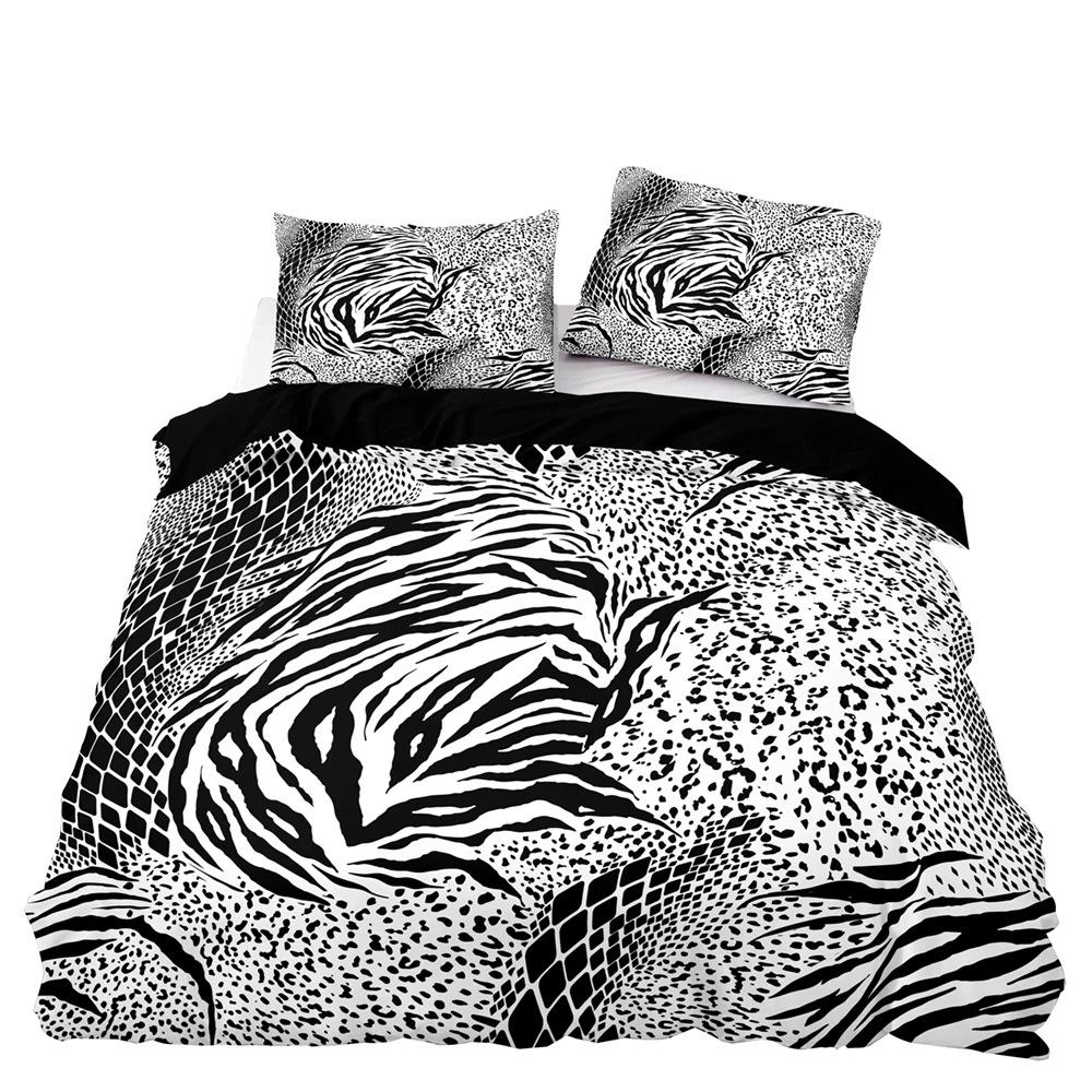 Three-Piece Bedding Set, Pink Leopard Print Microfiber.