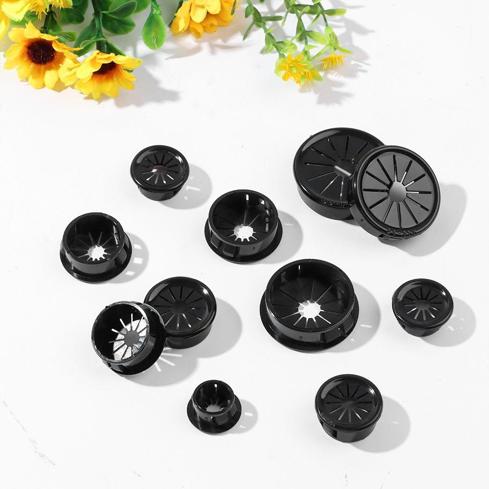 10Pcs Wire Hole Cover Desk Table Cable Grommet Black Nylon Plastic Petal Shape Computer Dust Plug 16/19//22/25/28/35/38mm