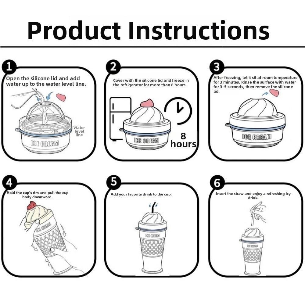 Ice Cream Design Foldable Ice Ball Cup Leak-Proof Ice Cube Water Bottle  Office