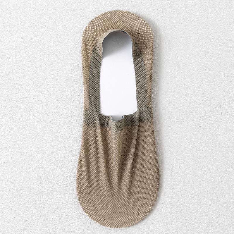 Men s Summer Mesh Ankle Socks - Breathable, Sweat-Absorbing, Non-Slip, Low-Cut Invisible Ice Silk Socks One Size коричневый