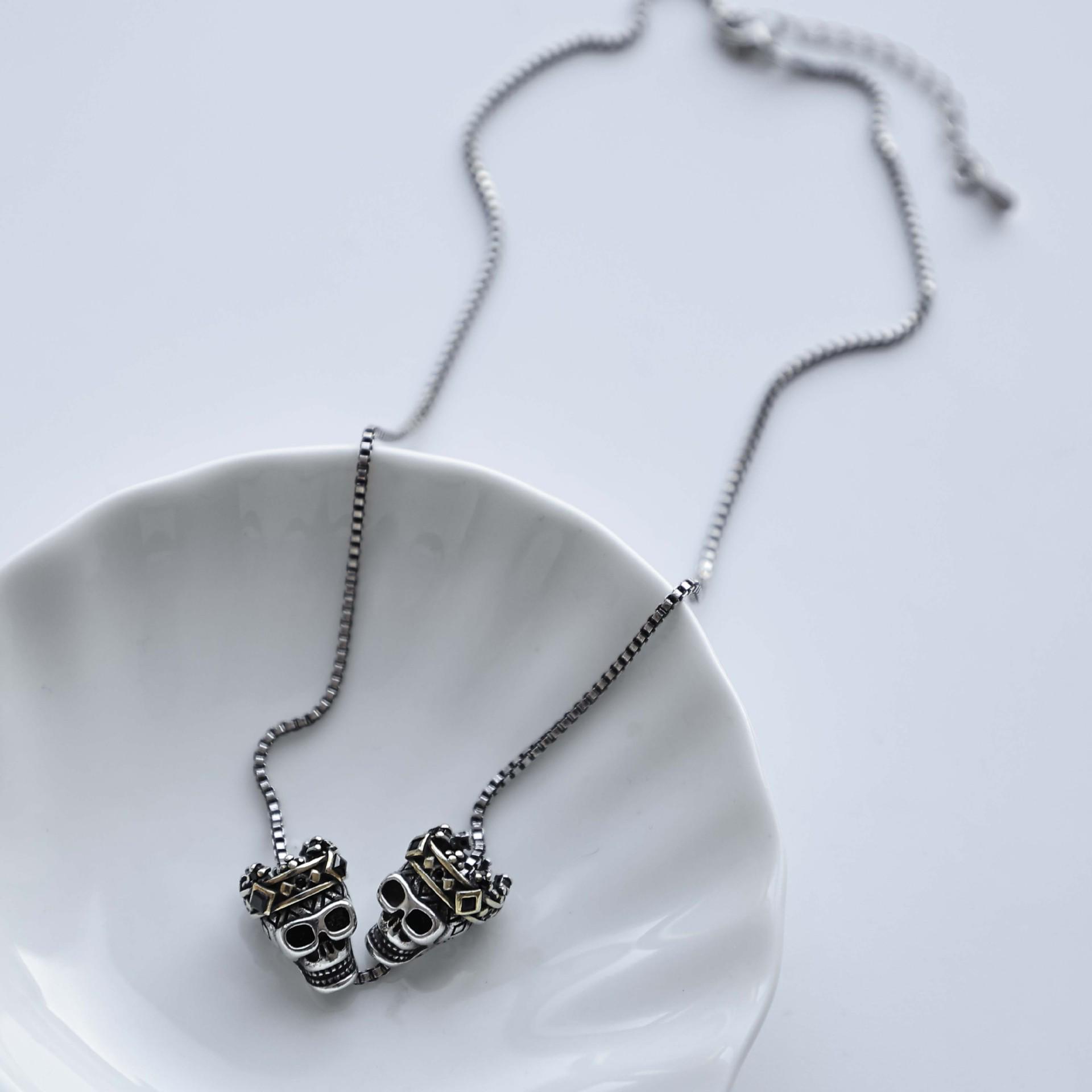 2025 Европейский и Американский Кулон Череп Посеребренный Медью Панк Хип-Хоп Унисекс Ожерелье