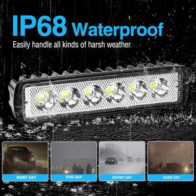 LED lysstaver, 2 STK 6 tommer IP68 vanntette LED arbeidslys 6000K 30W kjørelys for SUV ATV