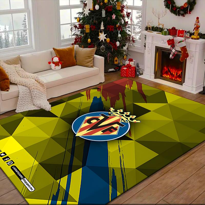 1PC Villar-real Football Club Rug Game Carpet, Floor Mat for Bedroom Living Room Entryway Rug, Home Decor Idea Gift for Christmas birthday