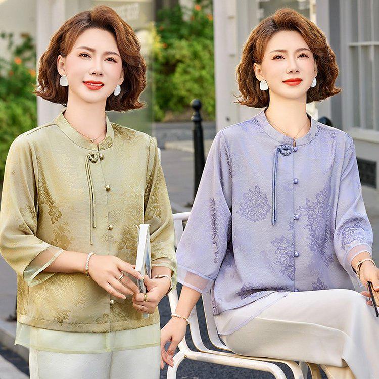 2026 Spring/Summer Trendy Chinese-Style Seven-Sleeve Shirt for Mom