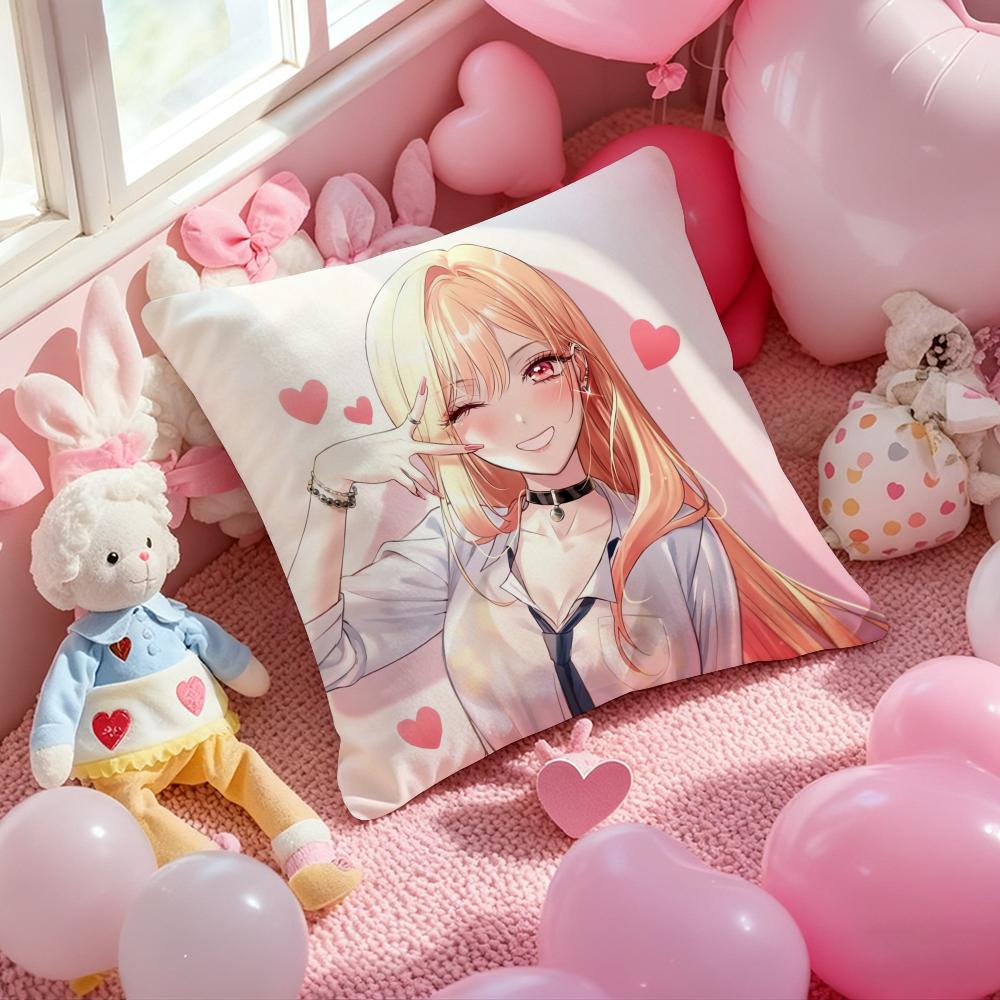 My Dress Up Darling Anime Cushion Cover Pattern Printed Pillowcase for Living Room Sofa Cushion Cover & Bedroom Decor