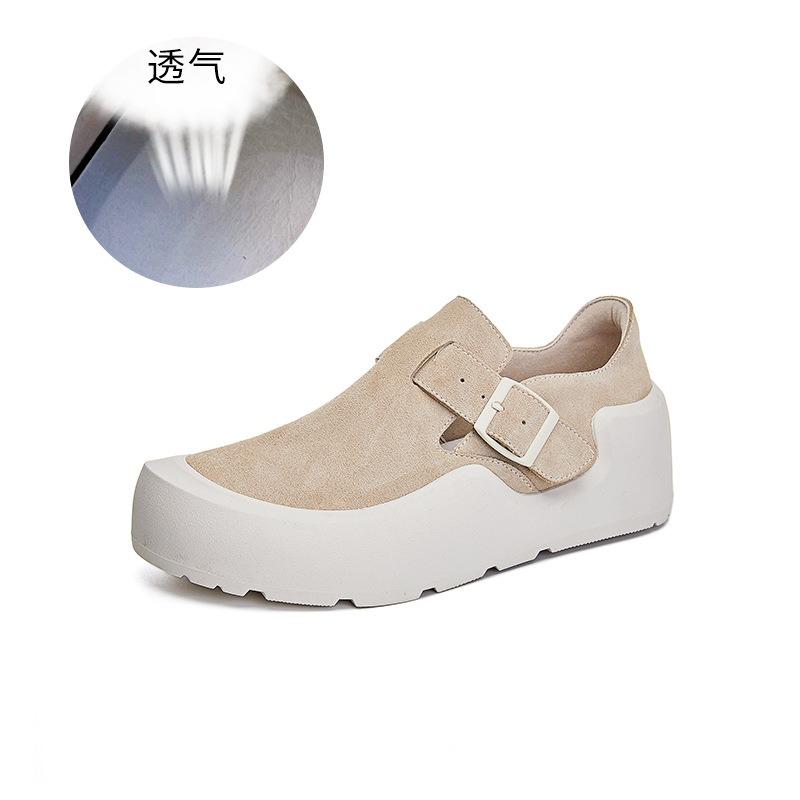 Leather casual single shoes women's spring new retro big head women's shoes fashion versatile little white shoes women's platform shoes