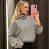 Womens Plaid Jacket Casual Long Sleeve Zip-Up Blazer Style Outerwear Fall