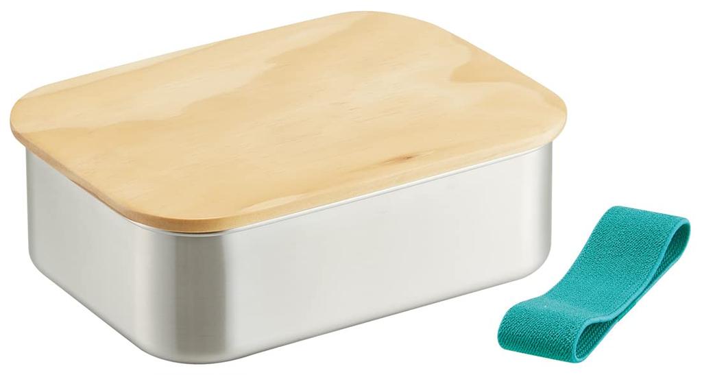 Skater Stainless Steel Lunch Box with Wooden Single 1030ml Lid, Tier, Capacity, Men's, STLBT11B-A