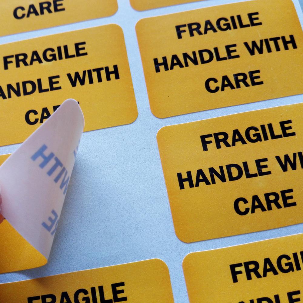 1000pcs 38x25mm FRAGILE HANDLE WITH CARE Black On Orange Paper Label Sticker for Shipping Transfer Safety Reminder Tag