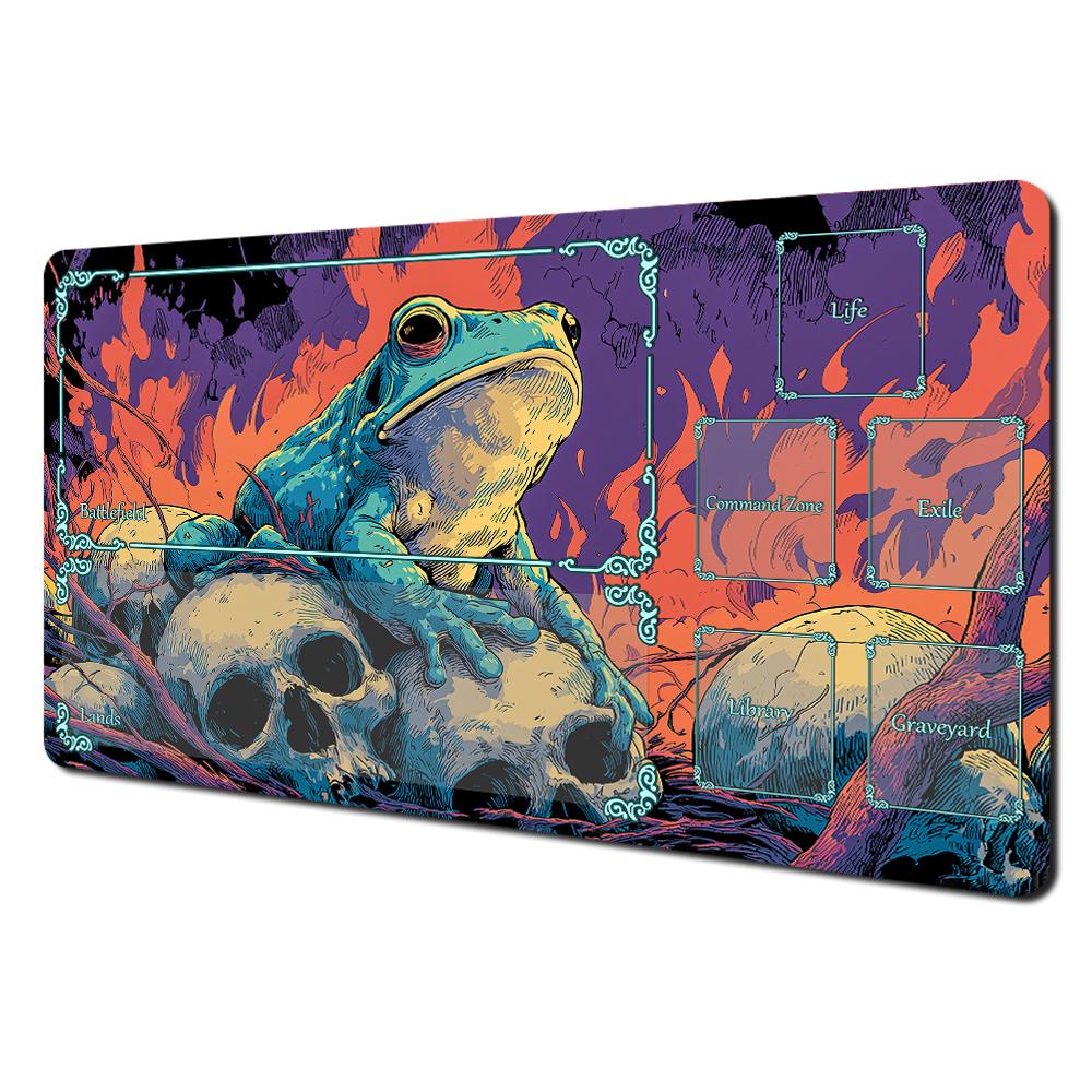 Dark Fantasy Frog Skulls Pink Leaves Gaming Mouse Pad Large Extended Desk Mat Smooth NonSlip Base for Gamer