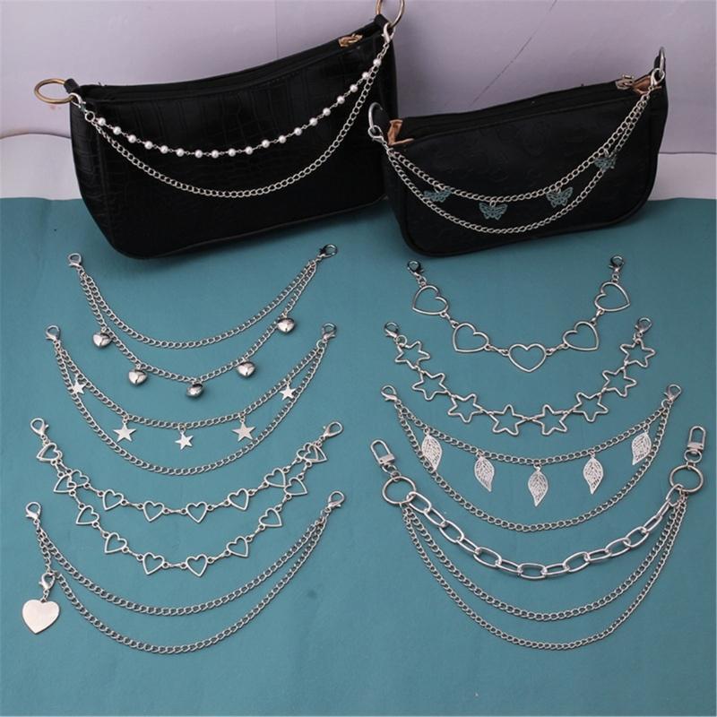 5Pcs Fashionable Purse Chain Set Unique Bag Chain Metal Bag Straps Alloy Texture Handbag Chain Suitable for Bag Handbag
