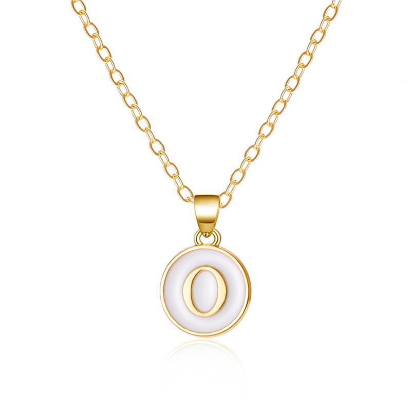 A-Z 26 Letters Necklace For Women Exquisite Initials Name Round Enamel Pendant Clavicle Chain Choker Necklaces Jewelry