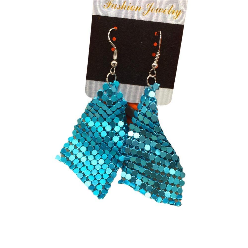 Fashion Earrings Metal Sequins Tassel Earrings Creative New Square Geometric Long Earrings