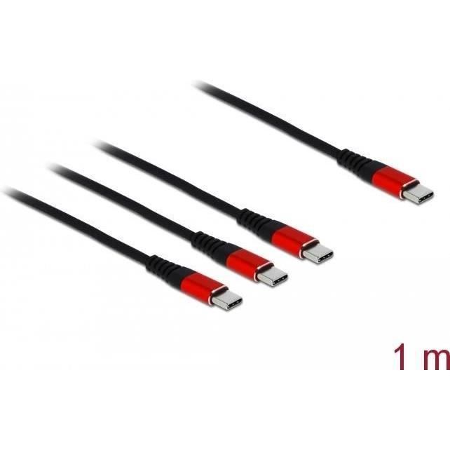 Delock 7,60cm (3) 1 - USB-Kabel - USB-C (M) Bis USB-C (M) - USB2.0 3 A - 1,0m - Schwarz () - 86713