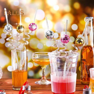 6 Teile/satz Strohhalme Glänzende Wirkung Dekorative blickfang Kreative Disco Party Home Bar Karaoke Wasser Strohhalme Tasse Zubehör
