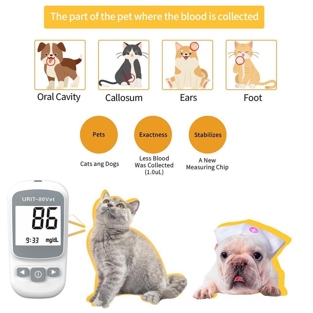 Precise Protection, Worry-free Pet Care - Pet Blood Glucose Meter with 50 Test Strips