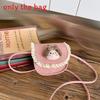 Simple Solid Color Shoulder Crossbody Bag With Lace And Doll Decor For Kindergarten Daily Use