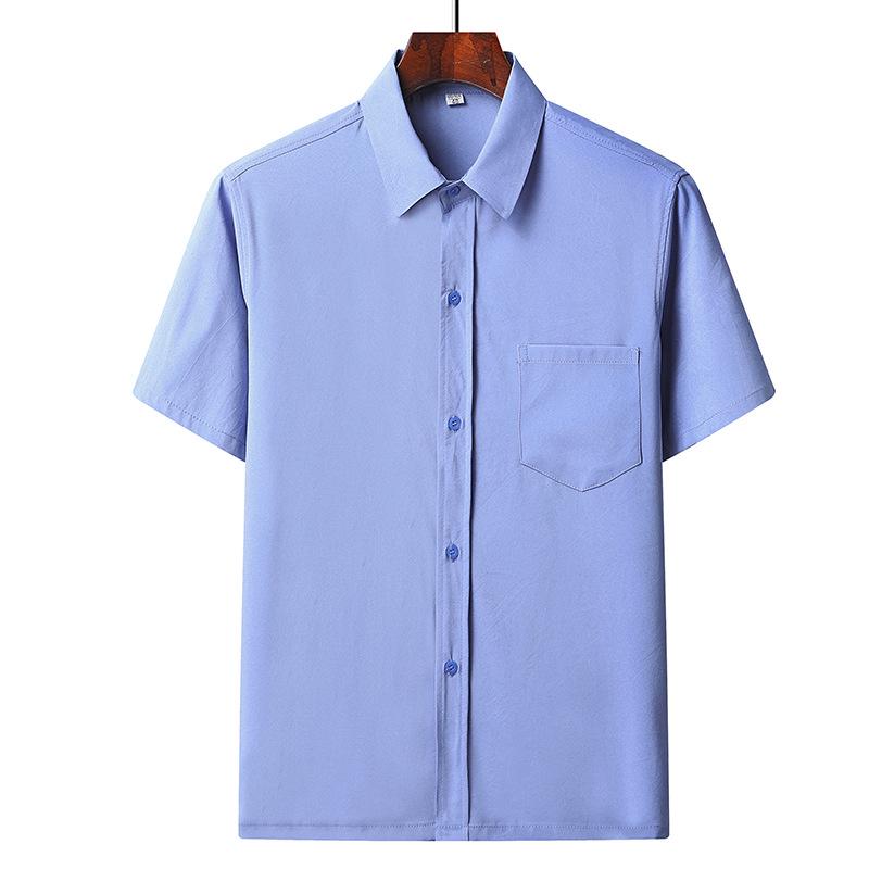 Men's Ice Silk Short-Sleeve Loose Lapel Shirt for Middle-Aged & Elderly