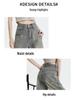 2024 Summer Women's High Waist Retro Distressed Wide-Leg Pants with Raw Hem