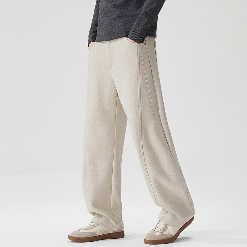 Autumn and Winter New Men's Light Luxury Old Money Wind Wool Straight Casual Pants Men's Simple Trend Loose and Versatile Trousers