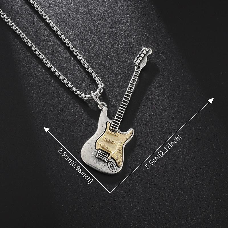Punk Rock Musik Gitarre Halskette Männer Frauen Gothic Anhänger Halskette Mode Personalisiertes Geschenk Hip Hop Biker Schmuck für Freund