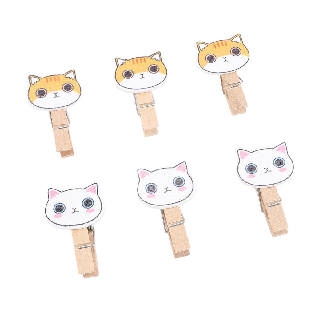 100PCS Cat Clothes Pins Cute Cartoon Beech Wood Multifunctional Laundry Clothes Pins