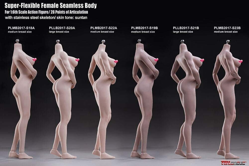 OBEST TBLeague Escala Figura Femenina Sin Costuras Mediana Piel Blanca 1/6, PLMB2017-S18A, Figura Ultra-Flexible, Busto,