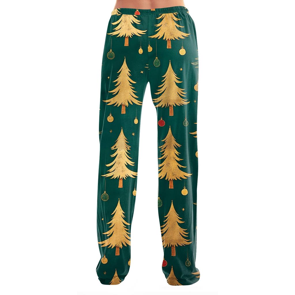 Womens Pajama Pants Sleepwear Casual Drawstring Elastic Waist Pants Comfy Straight Yoga Loose Trousers