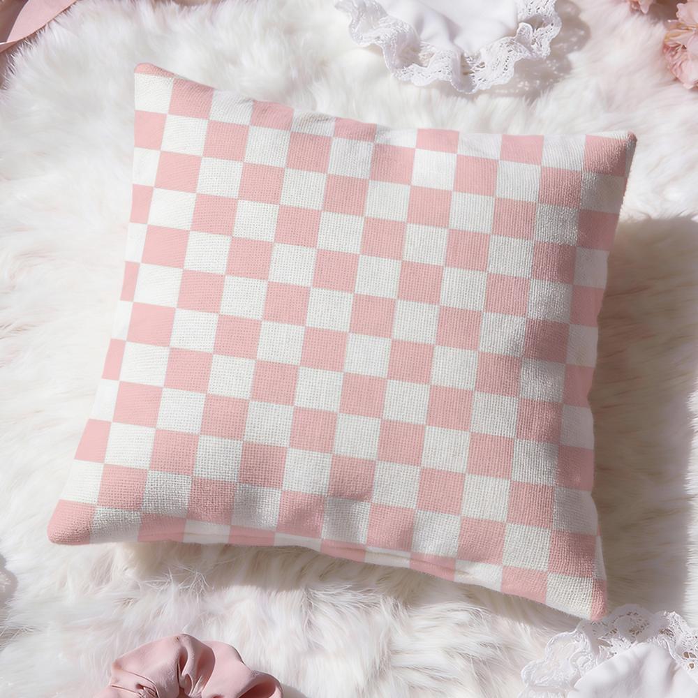 Checkerboard Cushion Cover Premium Comfort Reversible Pillow Cove Two in One Design for Any Room Car Interior