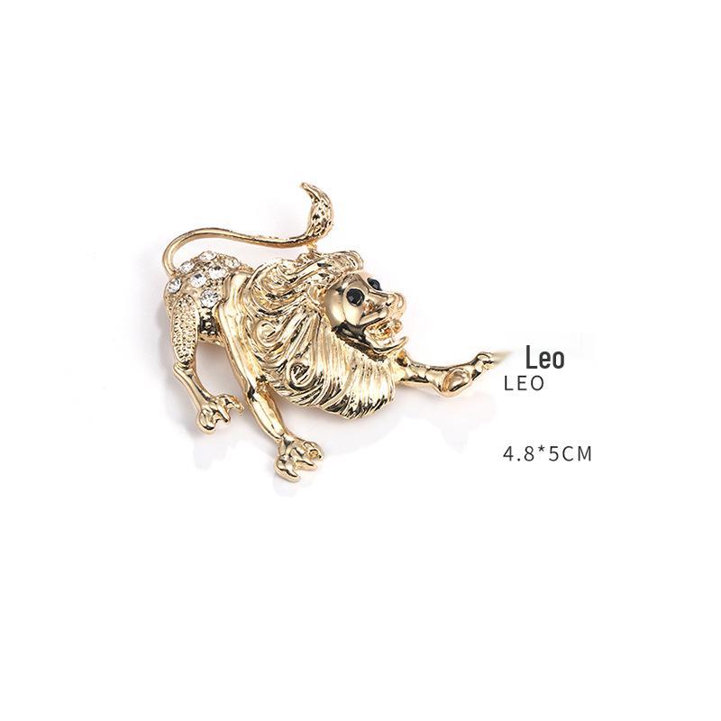 Zodiac Animal Rhinestone Brooch - European & American Fashion Accessory Pin Badge